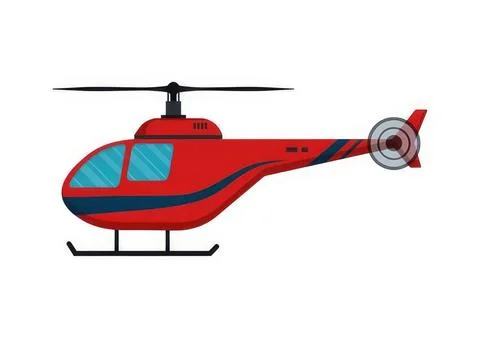 Red helicopter flying in clear sky Stock Illustration