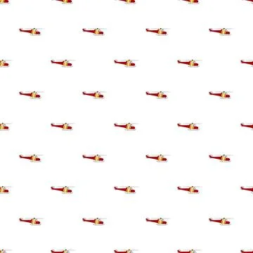 Red helicopter flying creating seamless pattern background Stock Illustration