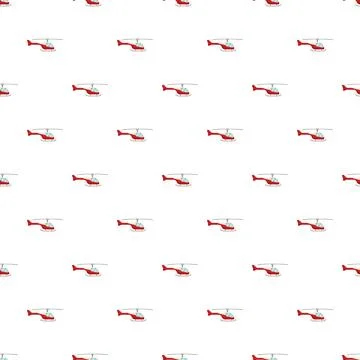 Red helicopter flying creating seamless pattern background イラスト素材