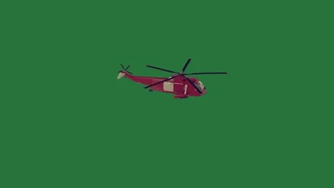 A red helicopter flying through green screen and elements movement style Stock Footage 336051393