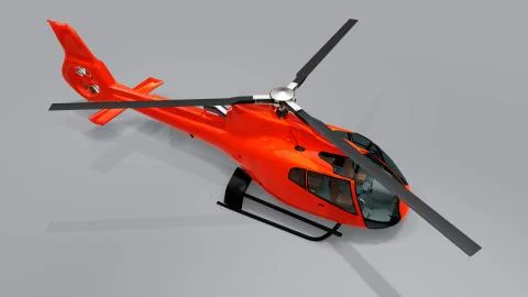 Red helicopter isolated on the gray background. 3d illustration. Stock-Illustration