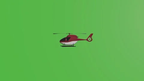 Red helicoptert with green screen Video stock 308310516