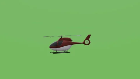 Red helicoptert with green screen Stock Footage 308310565