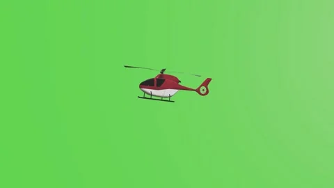 Red helicoptert with green screen Stock Footage 308310579