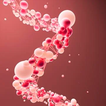 Red helix, string of connected bubbles Stock Illustration