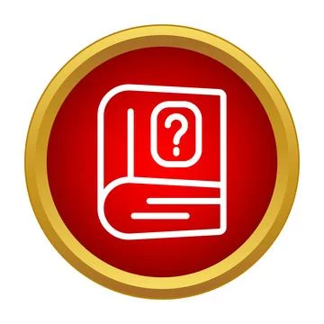 Red help book icon showing question symbol Stock Illustration