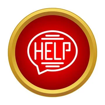 Red help button icon for emergency assistance Illustrazione stock