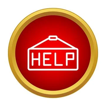 Red help button icon symbolizing assistance and support Illustrazione stock