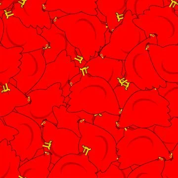 Red Hen pattern seamless. Chicken background. Farm bird texture. Stock Illustration