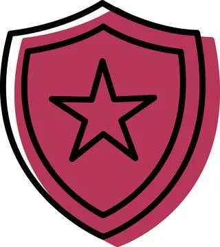 Red heraldic shield with star symbol Stock Illustration