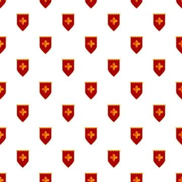 Red heraldic shields with royal fleur de lis pattern Stock Illustration