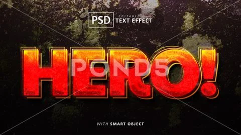 Red hero 3d text effect editable PSD Template