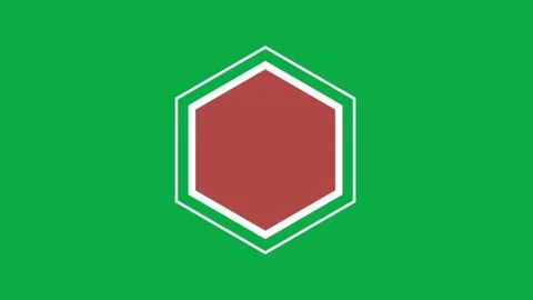 Red hexagon animation with white outline motion on green screen chroma key backg Stock Footage 332151329