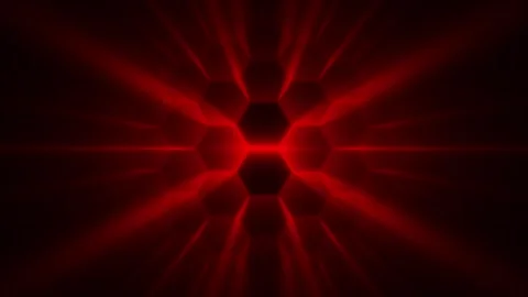 Red Hexagon Ball and Light Beams Rotation Animation VJ Loop Background 4K 50 Video stock 257919174