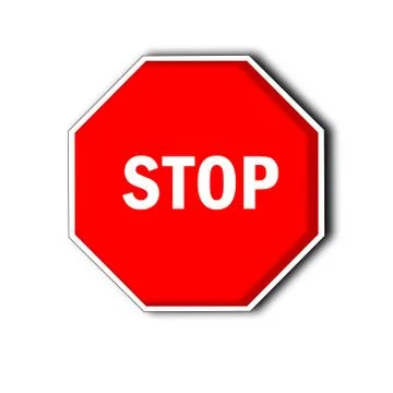 Red hexagon button with inner and drop shadow and white inscription: STOP, is Stock Illustration