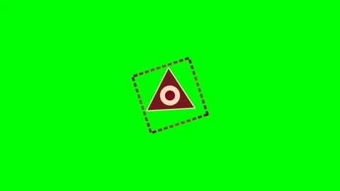 A red hexagon with a circle inside centered on a bright green background Stock Footage 340266843