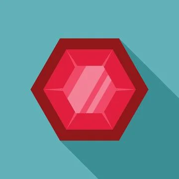 Red hexagon gemstone shining with light reflections Stock Illustration