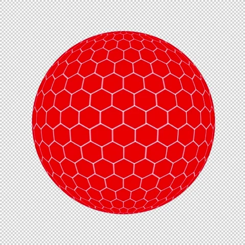 Red Hexagon globe Animation with Transparent Background Stock Footage 319498187