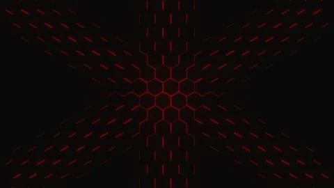 Red hexagon honeycomb on black surface 3d illustration. 3D-Render. Stock Illustration