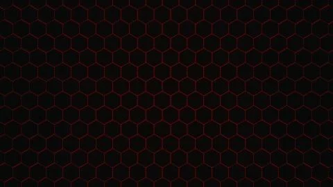 Red hexagon honeycomb on black surface 3d illustration. 3D-Render. Stock Illustration