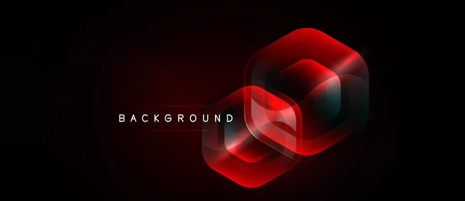 Red hexagon layers overlap dark background. Modern design features glowing 스톡 일러스트