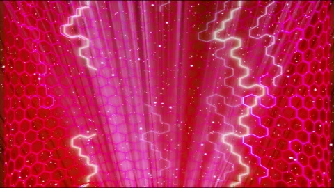 Red hexagon loop motion light digital animation Stock Footage 146167697