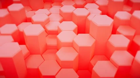 Red hexagon motion background loop Stock Footage 207468431