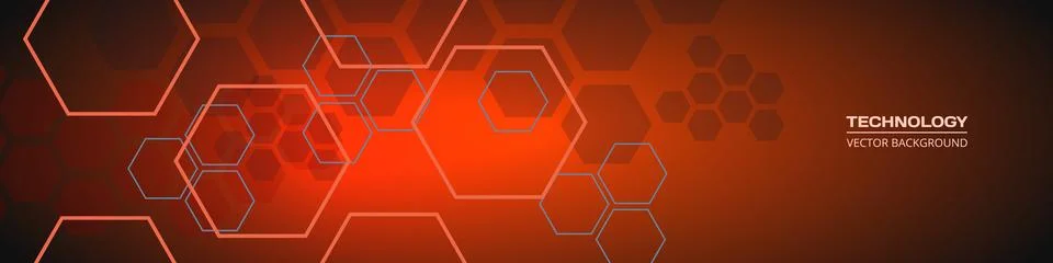 Red hexagon technology abstract background with hexagonal elements. Hi-tech Stock Illustration