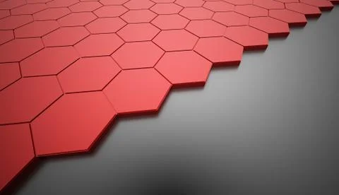 Red hexagonal abstract background rendered Stock Illustration