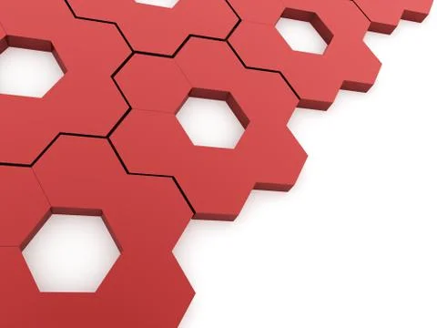 Red hexagonal background rendered on white Stock Illustration