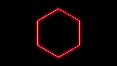 Red hexagonal frame neon glow Stock Illustration