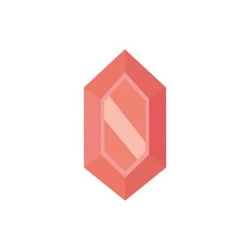 Red Hexagonal Gem Stone. Vector Stock Illustration