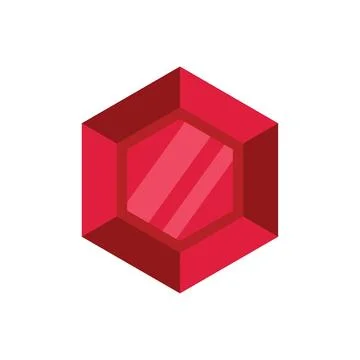 Red hexagonal gemstone shining brightly Stock Illustration