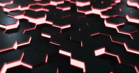 Red Hexagonal hi-tech floor loop Stock Footage 62427738