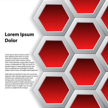 Red hexagons brochure background Stock Illustration