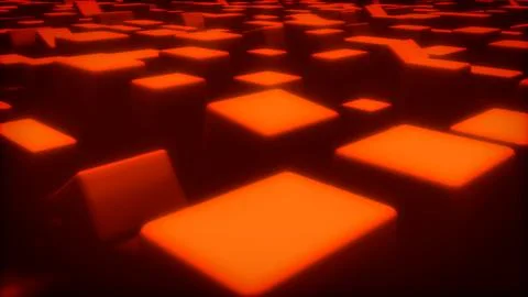 Red hi-tech cg pattern of graphic cubes - randomization - abstract 3D rendering Stock Illustration