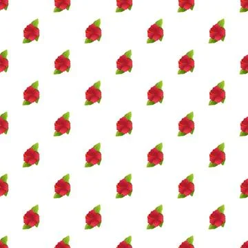 Red hibiscus pattern displaying tropical floral wallpaper design Illustrazione stock