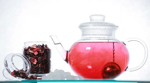Red Hibiscus tea Stock Footage 4304278