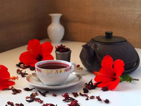 Red hibiscus tea Stock Photos
