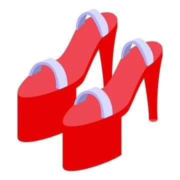 Red high heels shoes platform with ankle strap are waiting for a party イラスト素材
