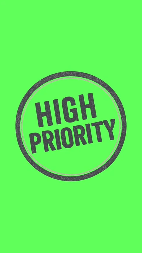 Red high priority stamp on green screen Stock Footage 328492866