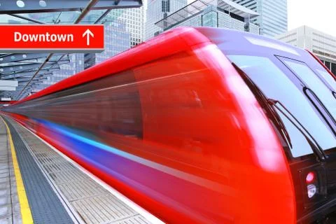Red high speed train Stock Photos