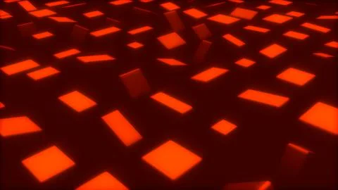 Red high tech cg pattern of geometric boxes - randomize - abstract 3D rendering Stock Illustration