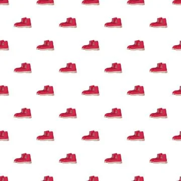 Red hiking boots seamless pattern for outdoors design Stock Illustration