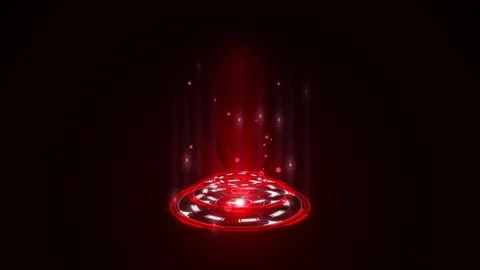 Red Hologram rounded HUD design animation. Digital technology concept in red Stock Illustration