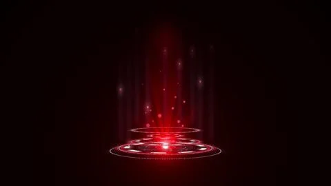 Red Hologram rounded HUD design animation. Digital technology concept in red Stock Illustration