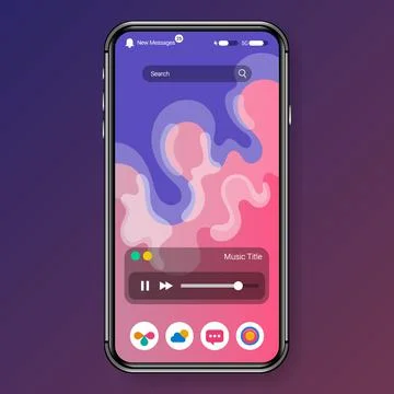 Red home screen mode user interface realistic mobile app design Stock Illustration