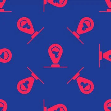 Red Honeycomb bee location map pin pointer icon isolated seamless pattern on Stock Illustration