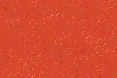 Red honeycomb pattern with hexagonal shapes on orange background Illustrazione stock