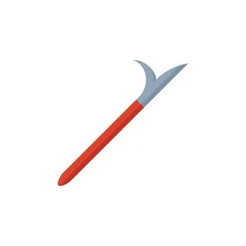 Red hook tool with wooden handle for pulling and lifting objects Stockillustratie